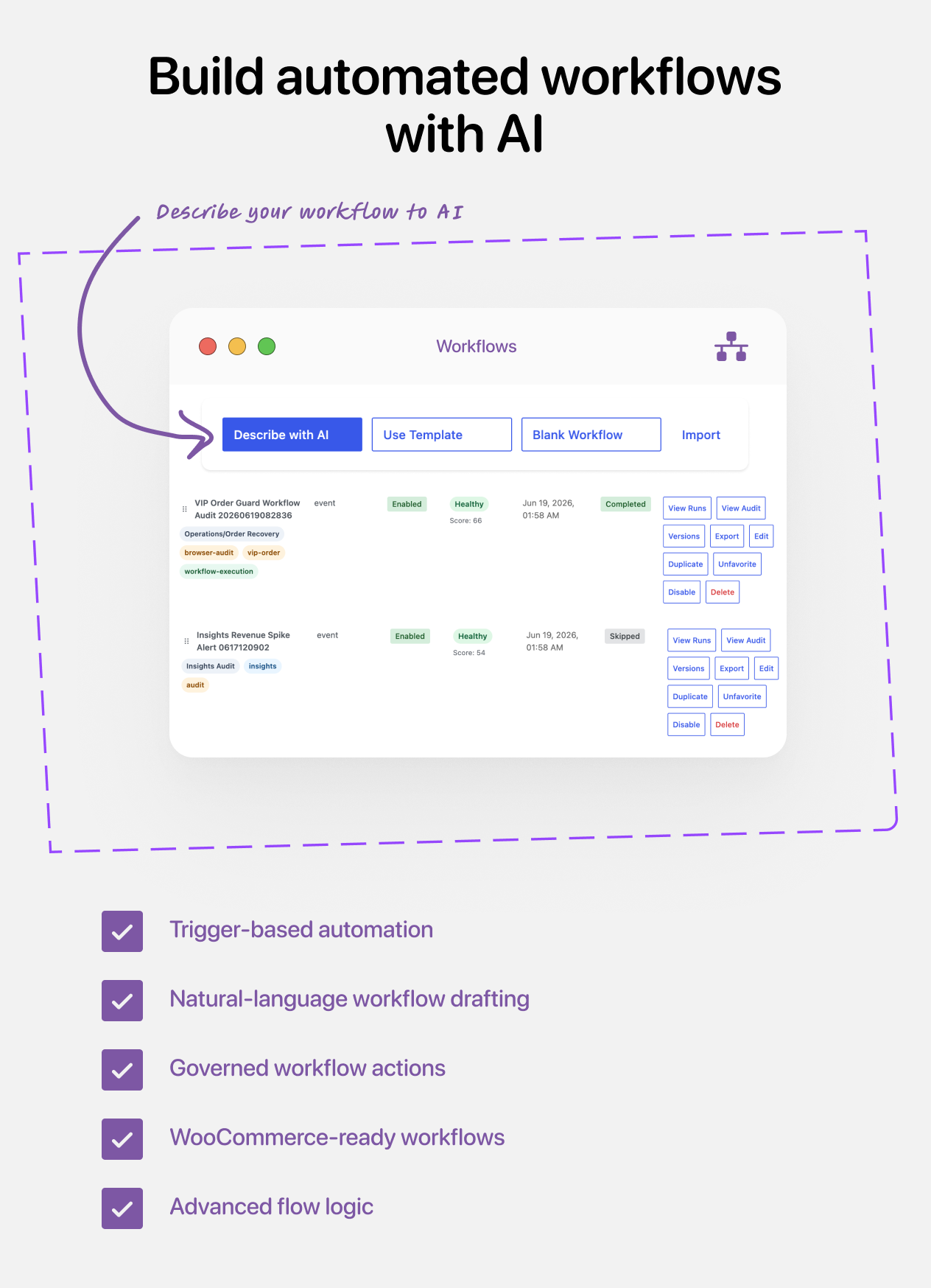 SophMate - Showing workflows and the ai draft generation feature.