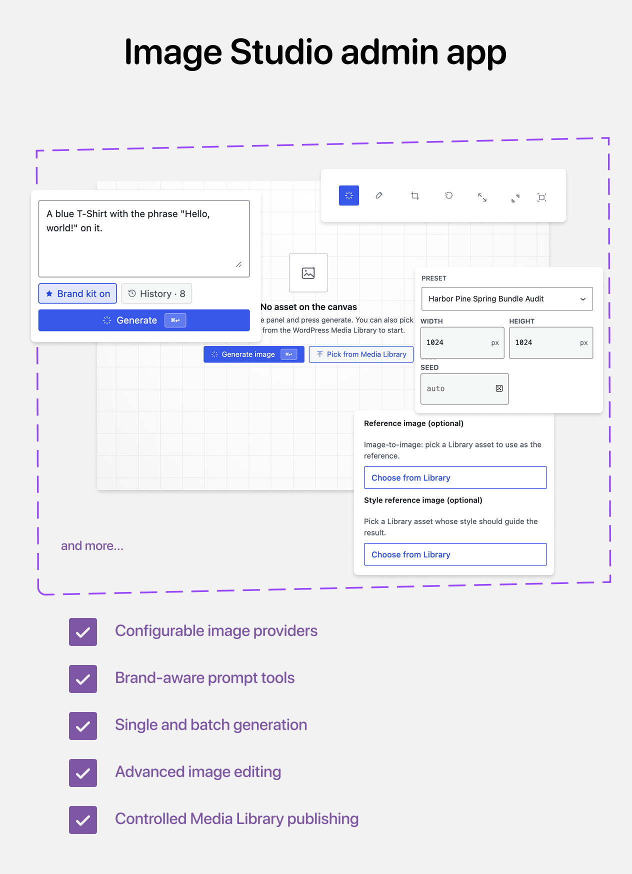 SophMate - Showing Image Studio app inside of Wordpress.